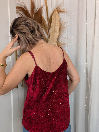 Débardeur à sequin bordeaux