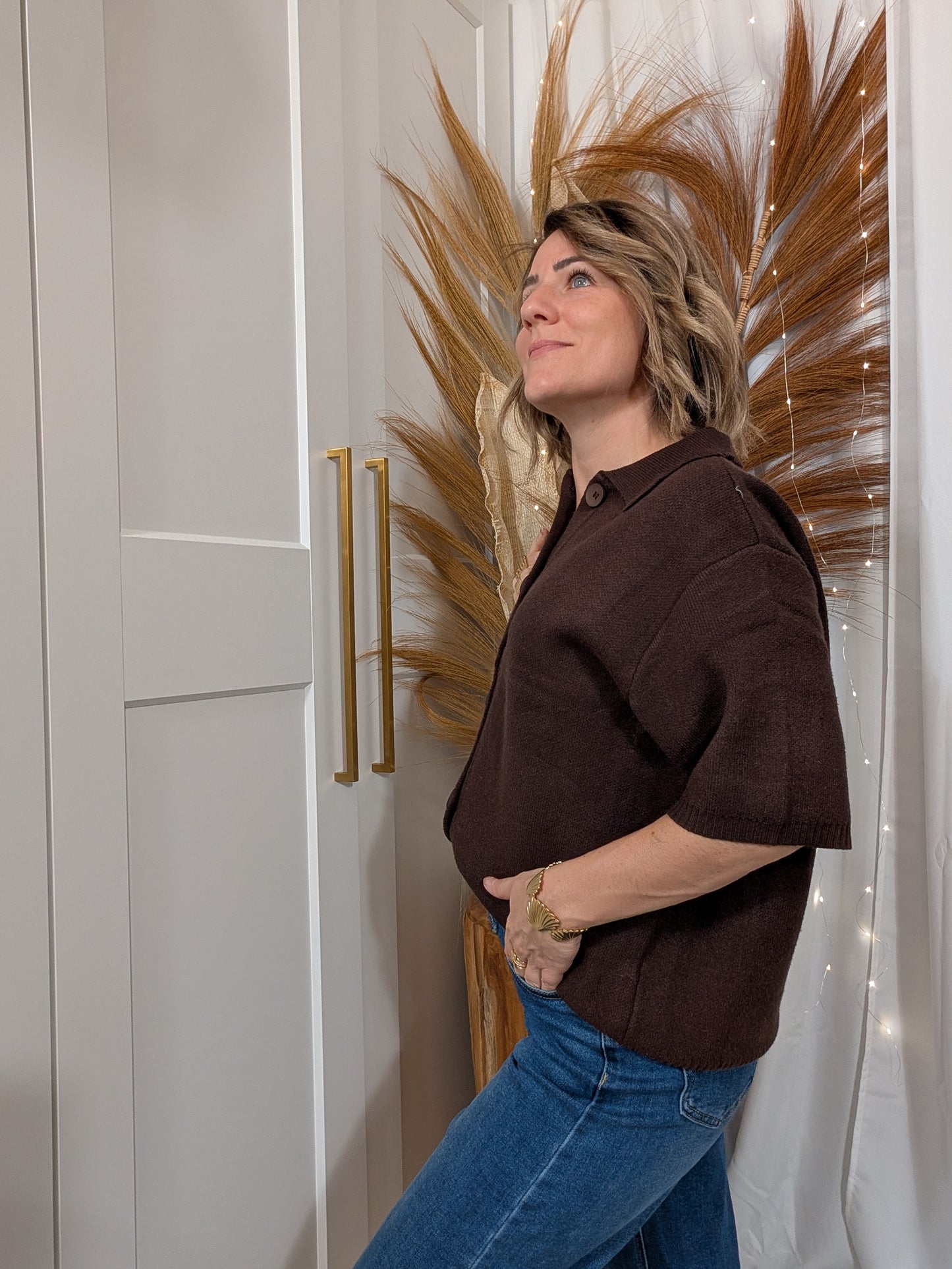 Cardigan manches courtes choco