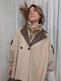 Poncho Carla bi-matière beige-choco