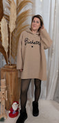 Robe pull oversize en moumoute beige