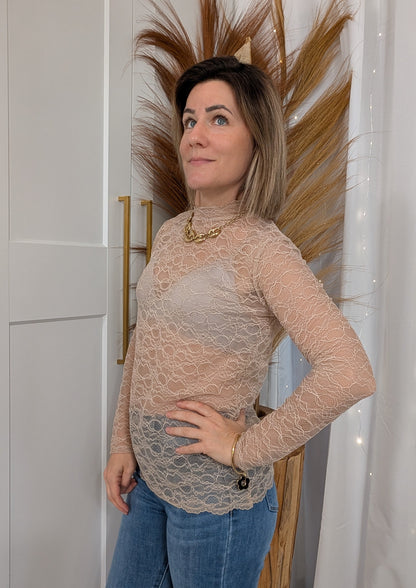 Sous pull dentelle beige