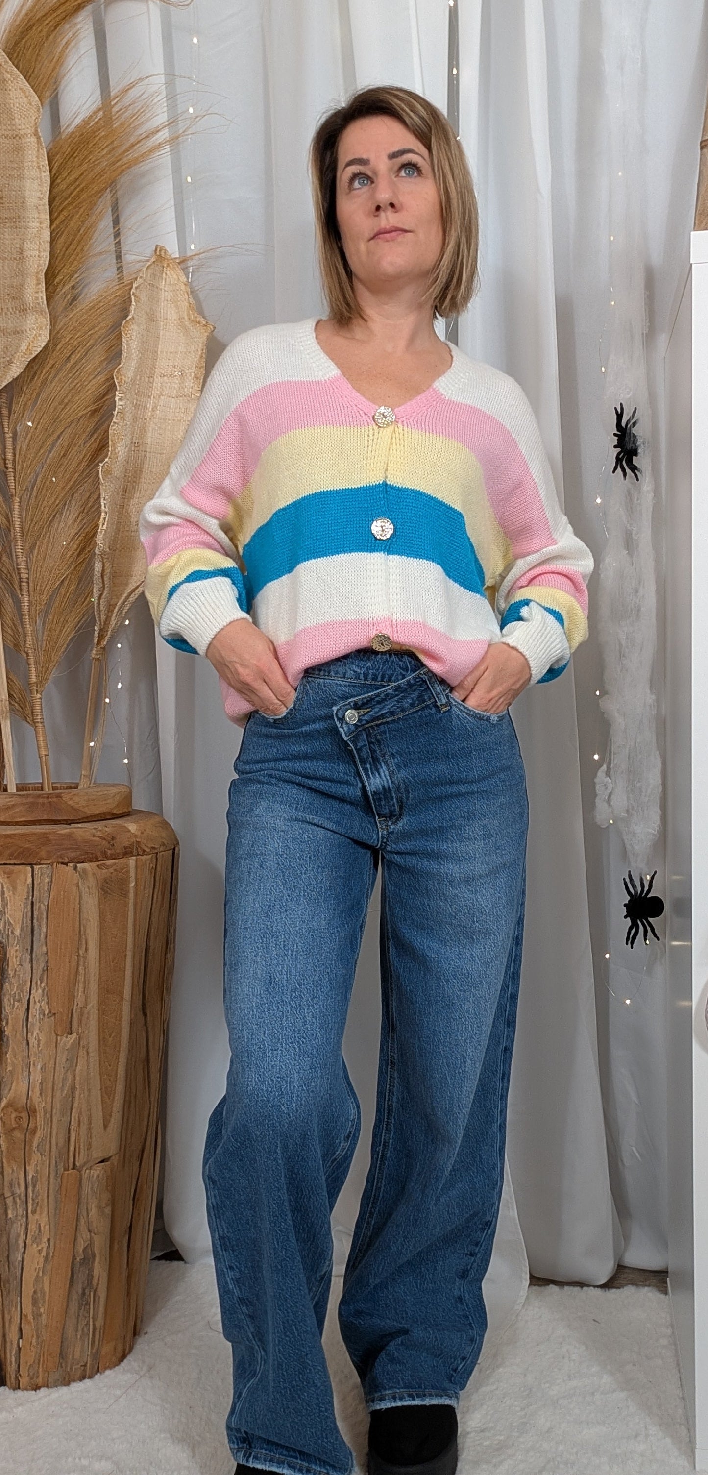 Gilet multicouleur boutons dorés