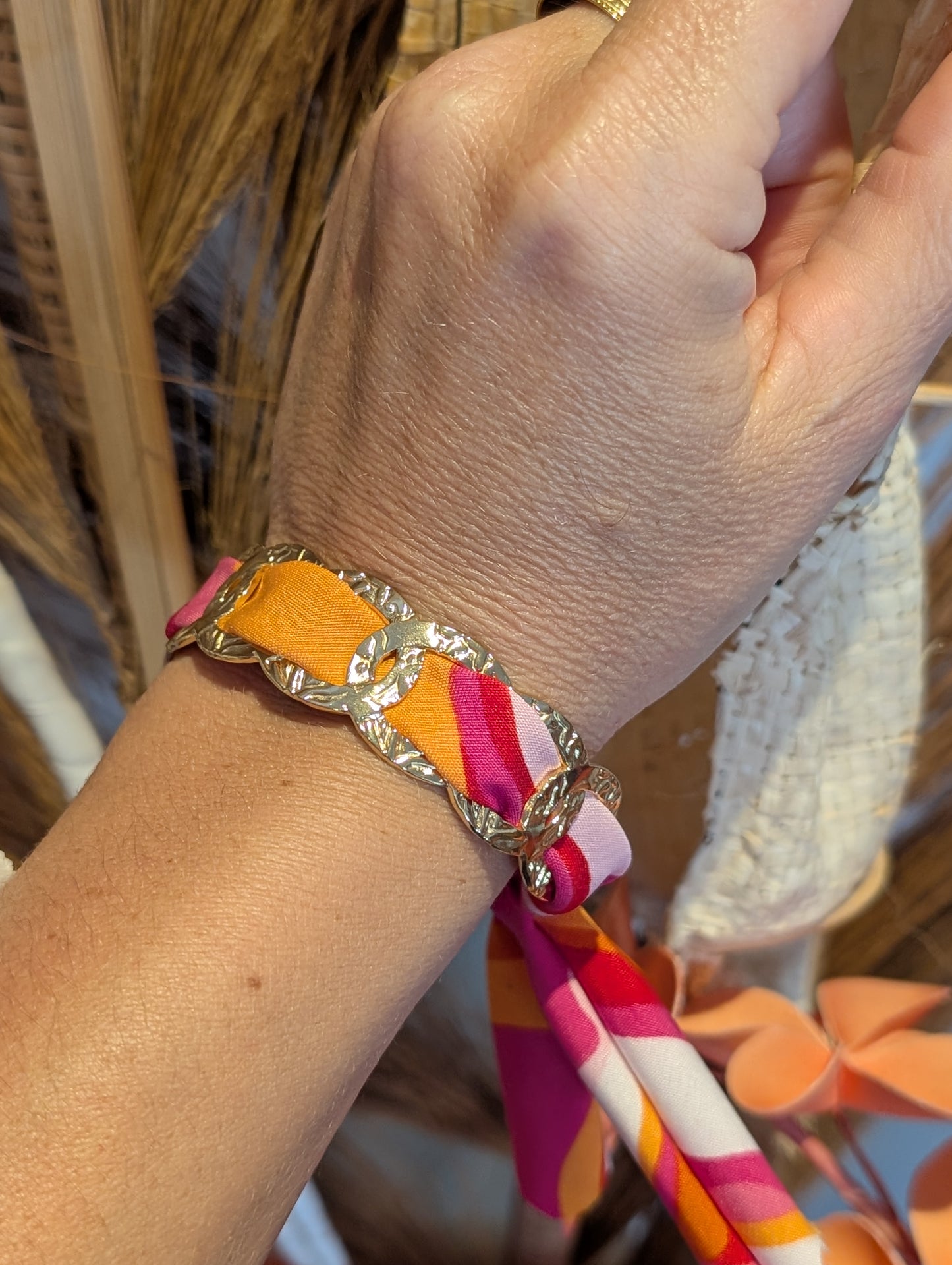 Bracelet tissu Flachy rose