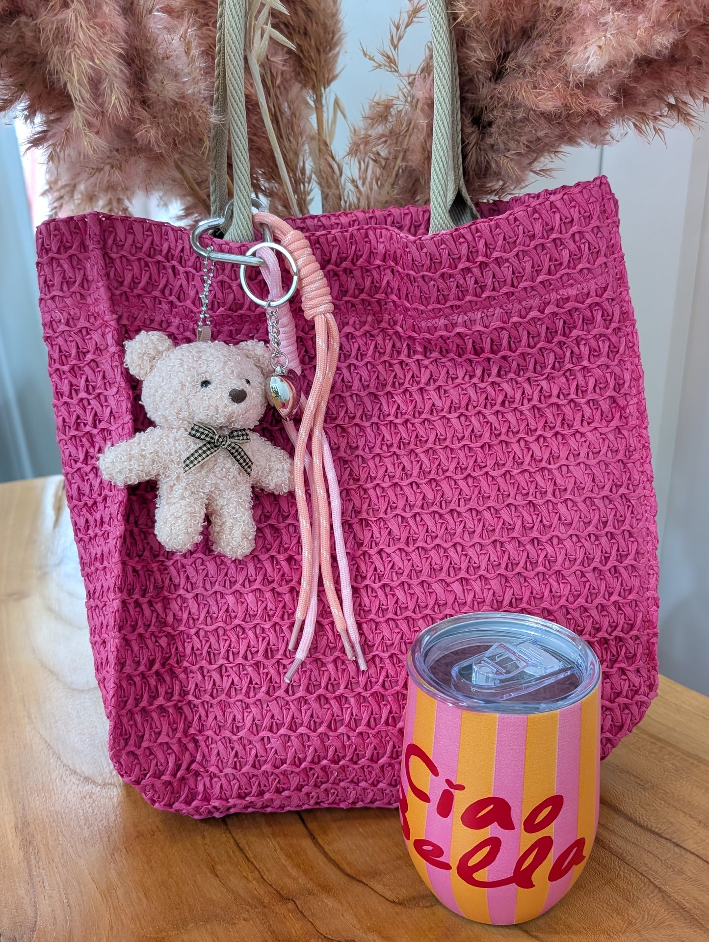 Porte clef charm Nounours rose