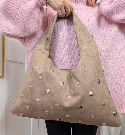 Sac clouté taupe