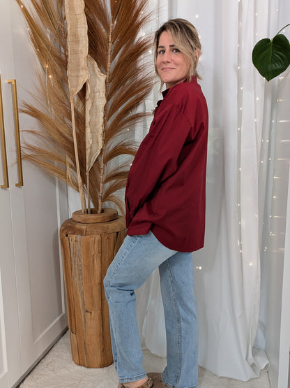 Chemise multibroches bordeaux