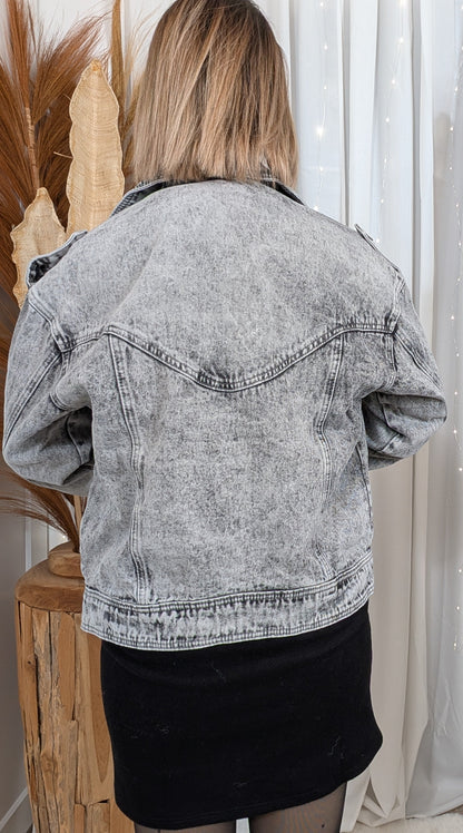 Veste en jean grise délavée