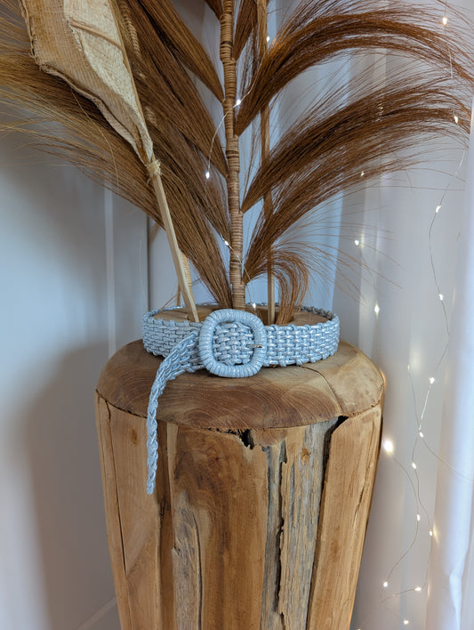 Ceinture élastique argentée tréssée boucle fine