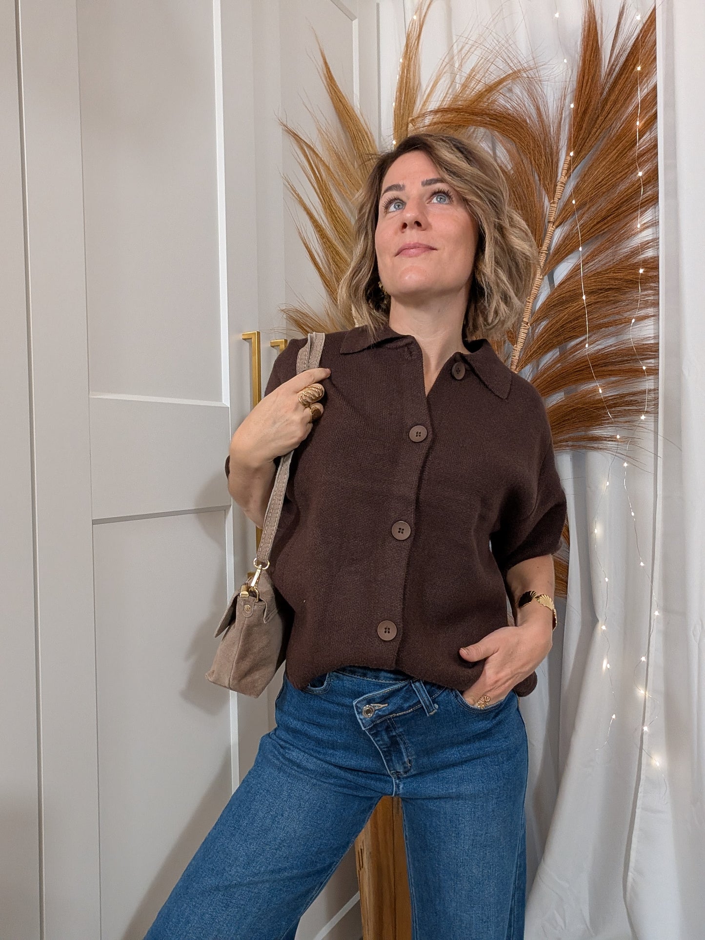 Cardigan manches courtes choco