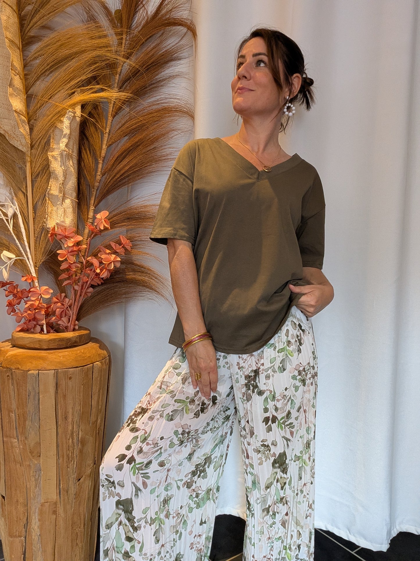 Tee-shirt oversize kaki Charlotte