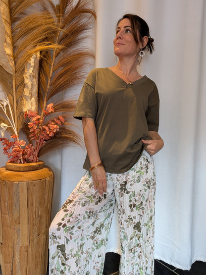 Tee-shirt oversize kaki Charlotte