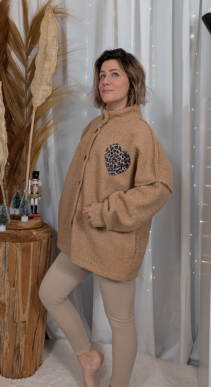 Legging cotelé fourré beige