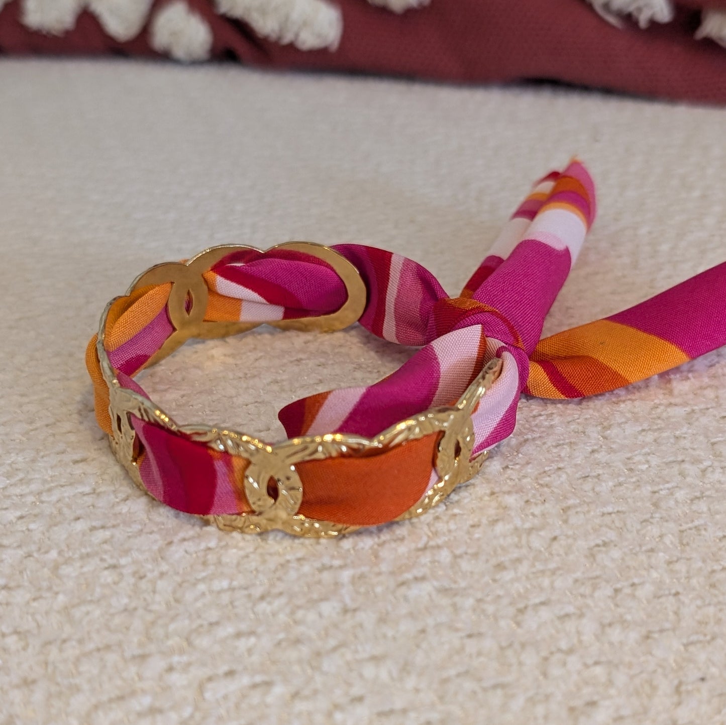 Bracelet tissu Flachy rose