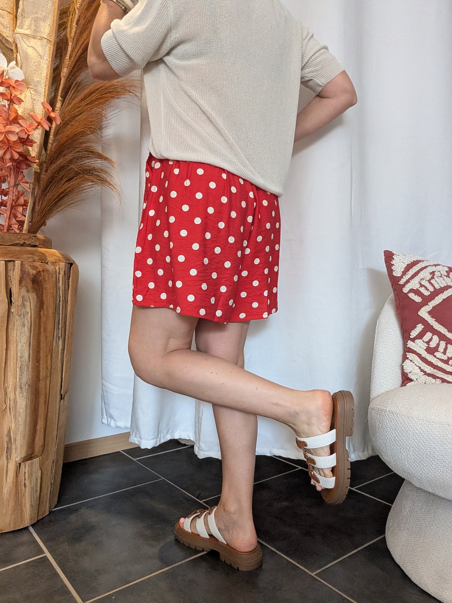 Short à pois rouge