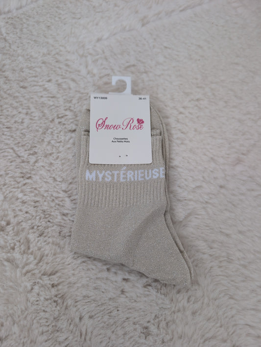 Chaussettes brillantes MYSTERIEUSE beige