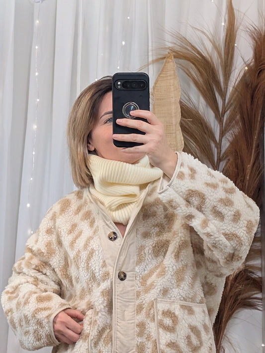 Tour de cou à côtes écru