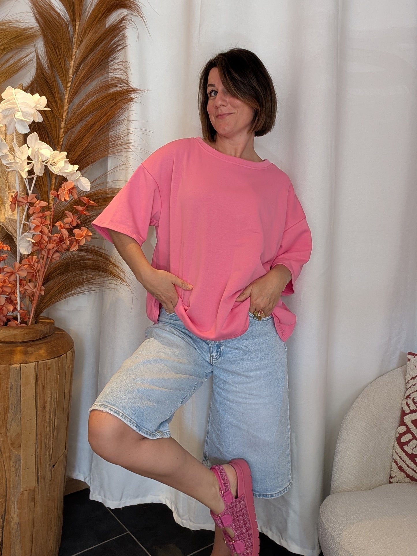 Tee-shirt sweat Matcha rose