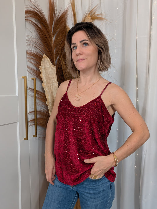 Débardeur à sequin bordeaux
