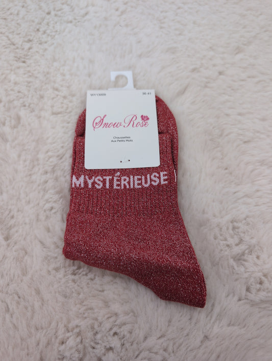 Chaussettes brillantes MYSTERIEUSE rouge