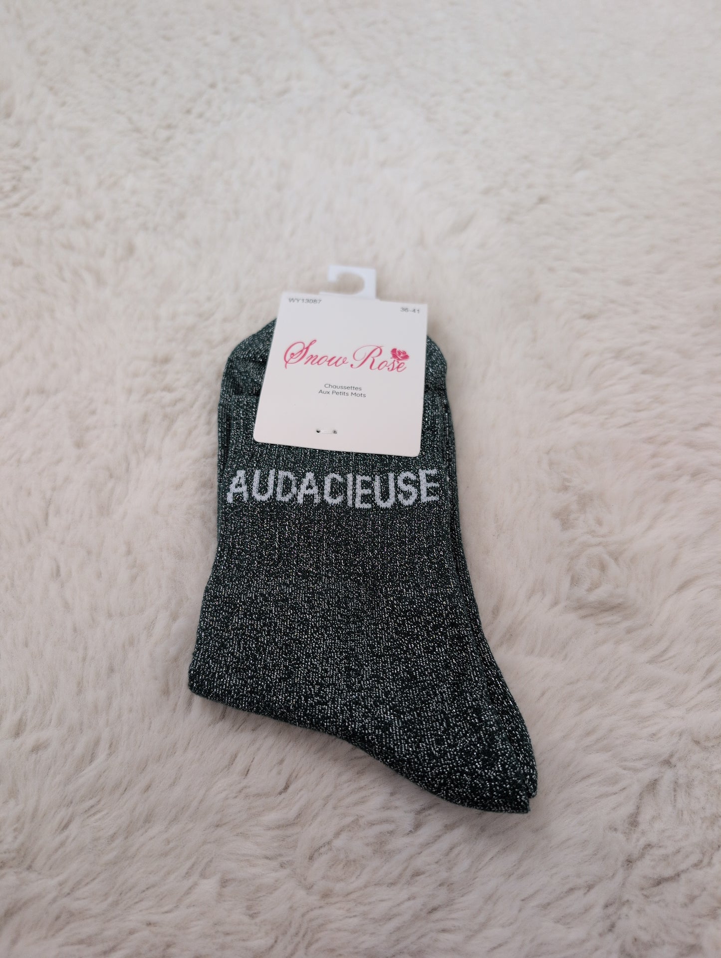 Chaussettes brillantes AUDACIEUSE vert foncé