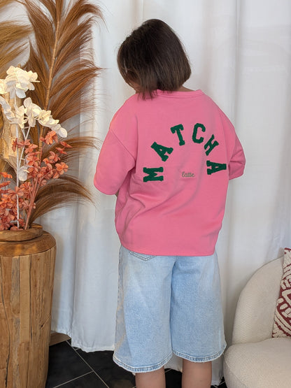 Tee-shirt sweat Matcha rose