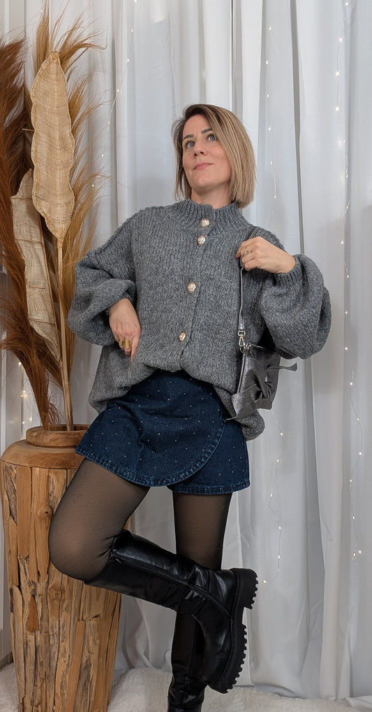 Gilet oversize douillet gris