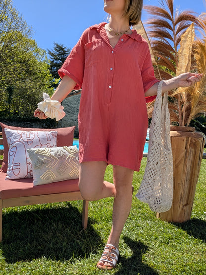 Combinaison short Zaza terracotta