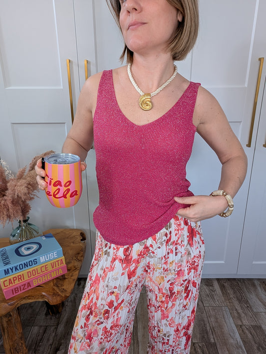 Top brillant fushia- La pièce qui brille au quotidien