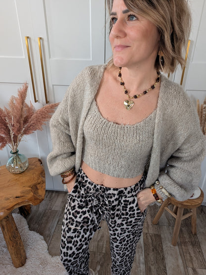 Ensemble gilet et top Beauty beige