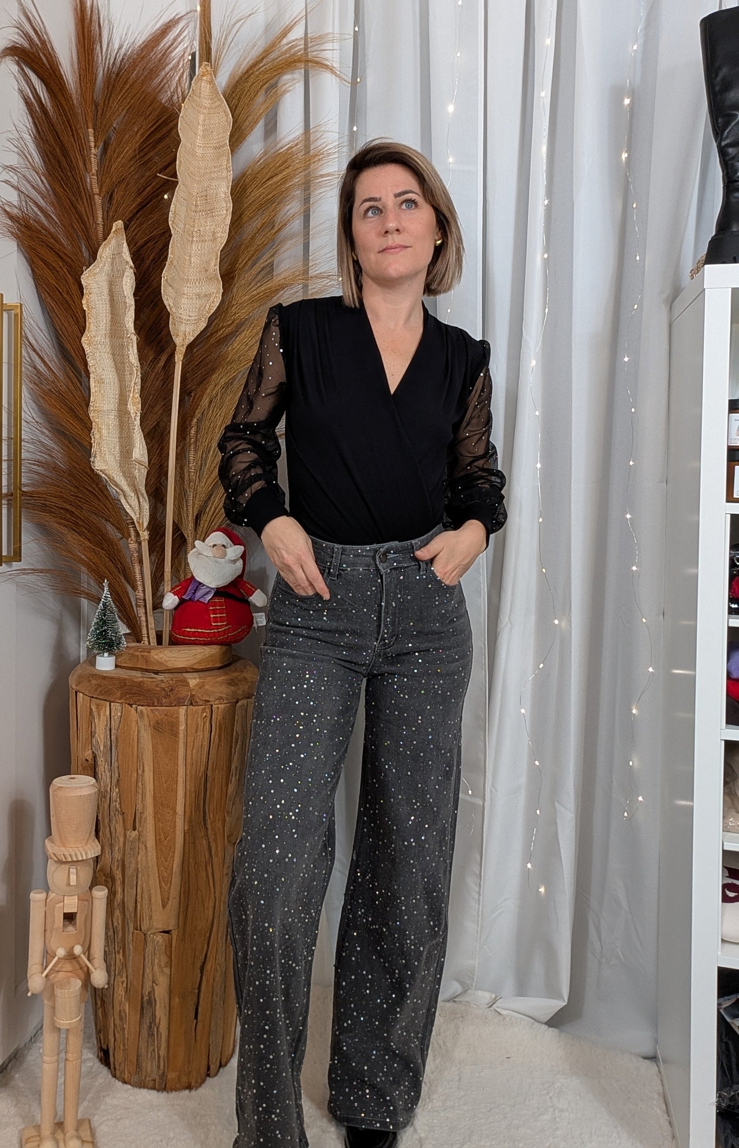 Jean large à strass