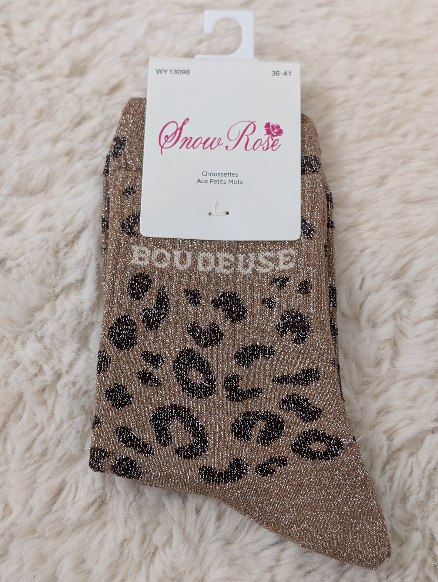 Chaussettes léopard Boudeuse brun foncé