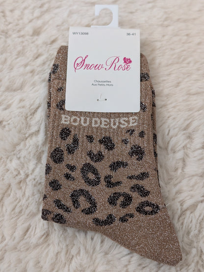 Chaussettes léopard Boudeuse brun foncé