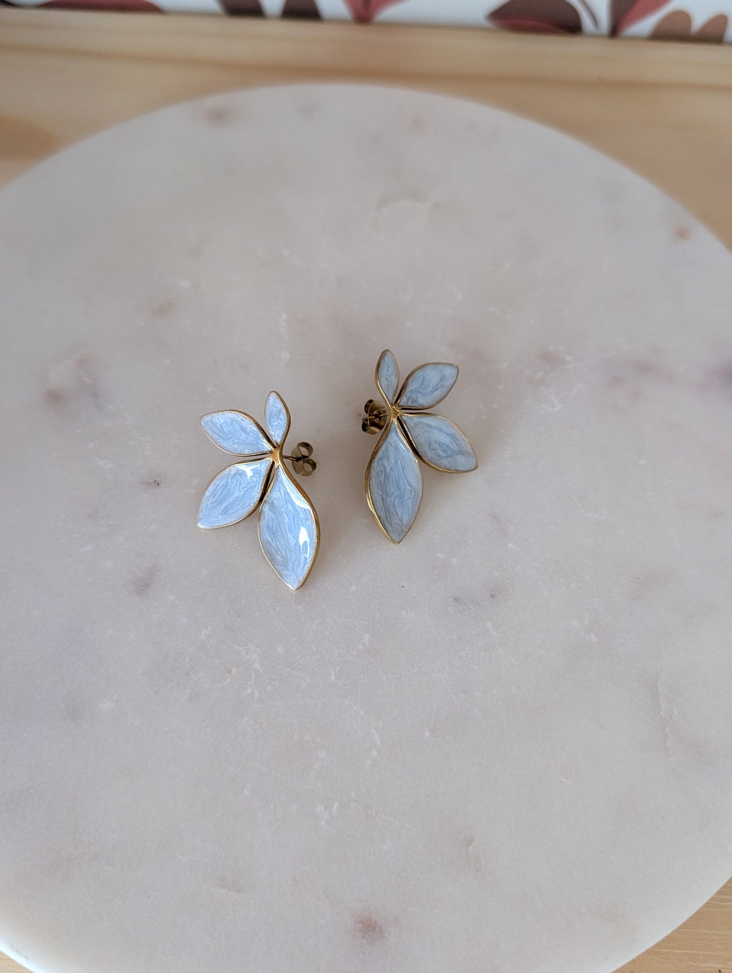 Boucles d'oreilles Feuilles bleu