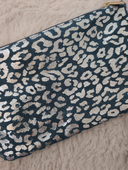 Trousse de maquillage léopard bleu jean