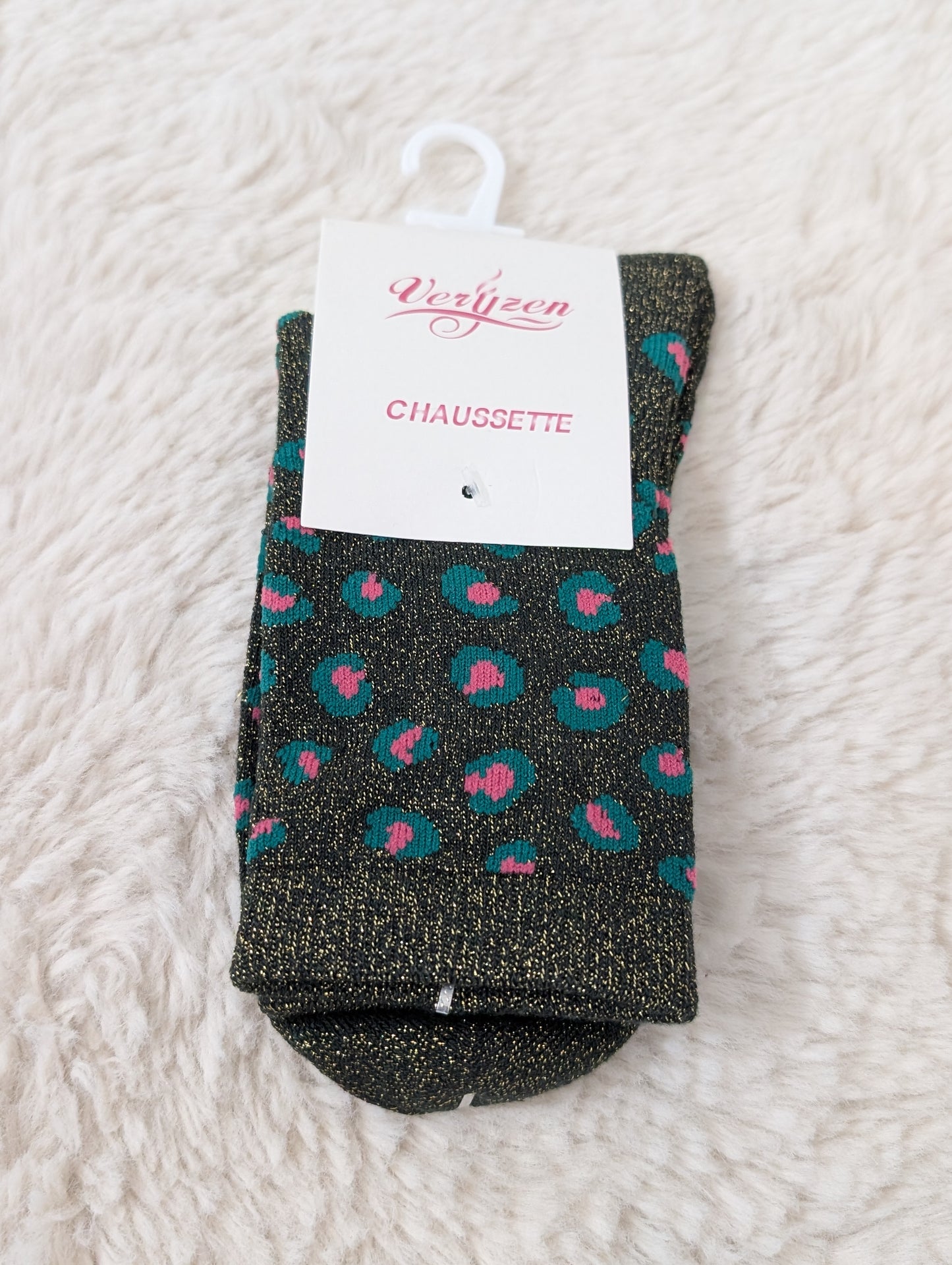 Chaussettes léopard brillantes vertes