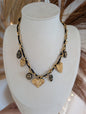 Collier coeur en acier inoxydable et noir