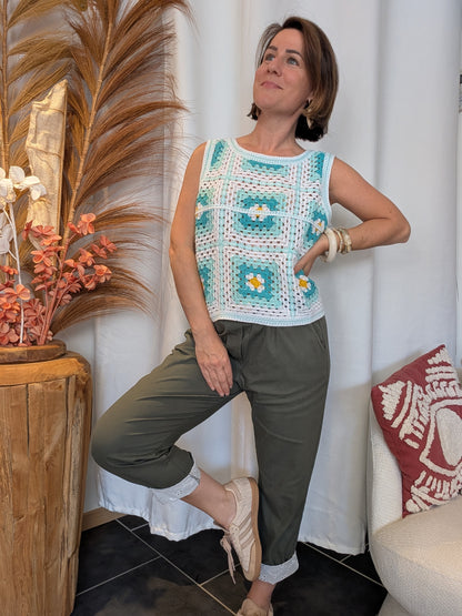 Top crochet vert d'eau