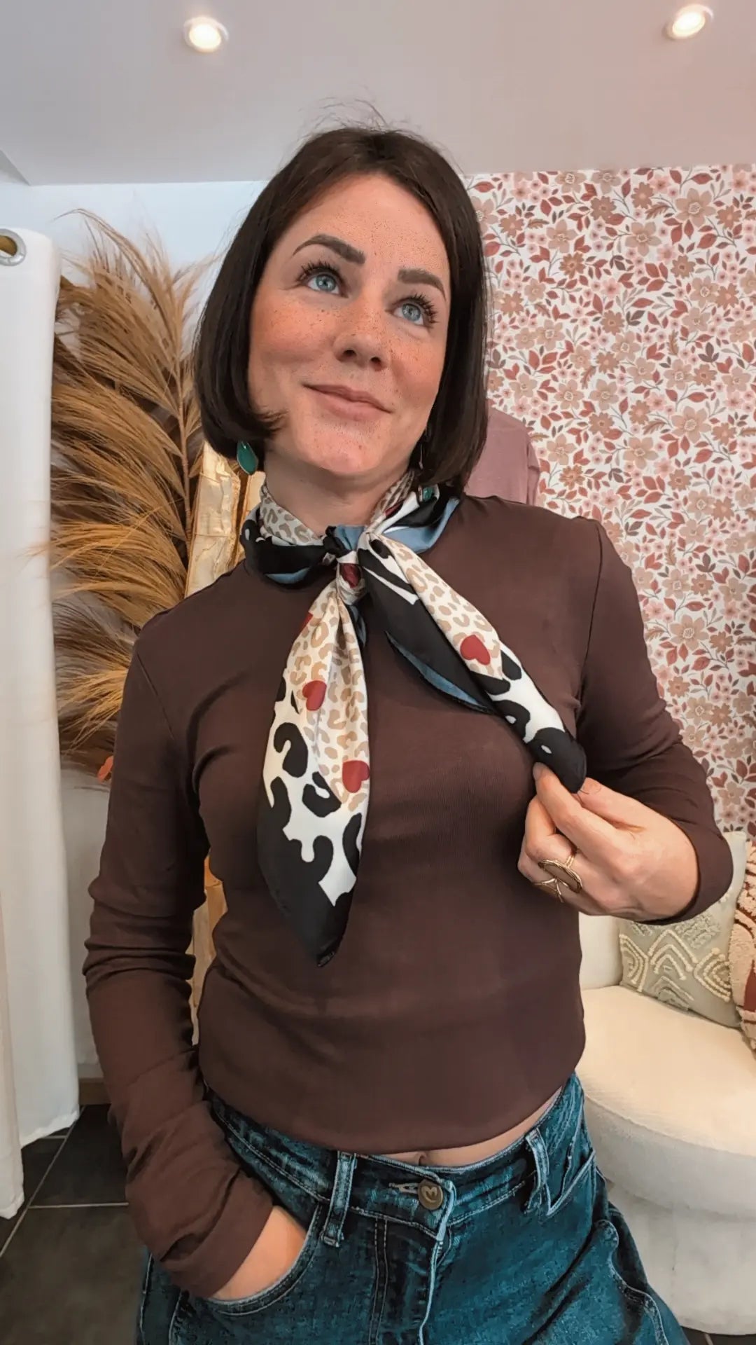 Foulard léopard Love beige