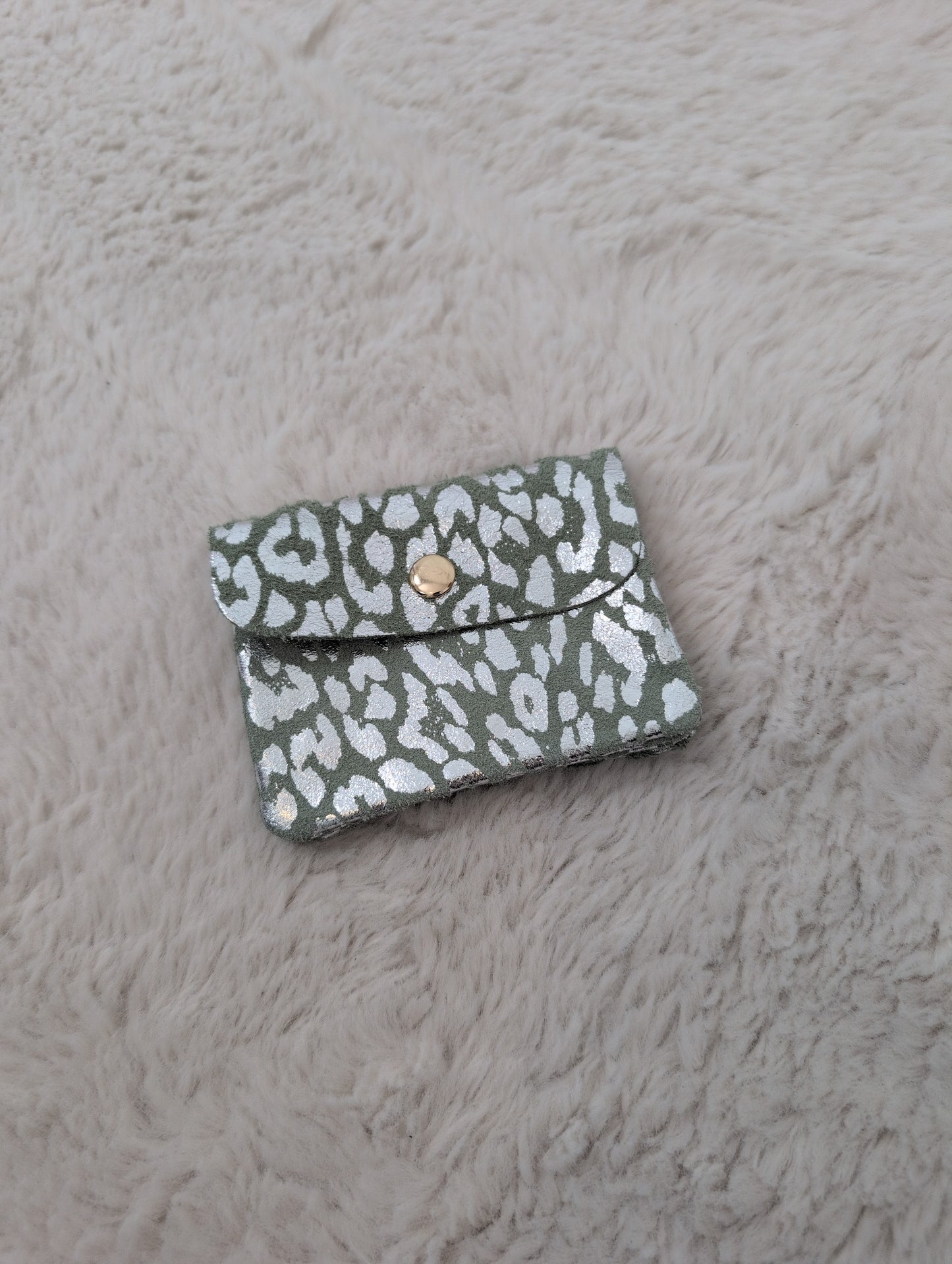 Porte monnaie léopard vert eau
