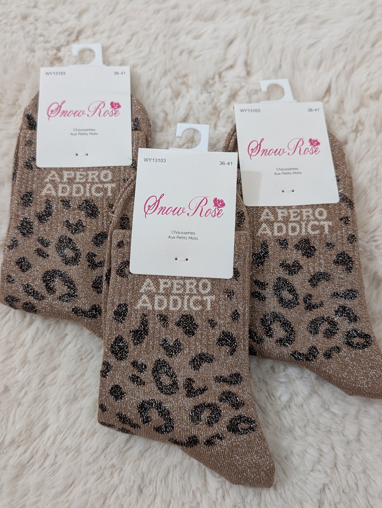 Chaussettes léopard Apéro Addict brun foncé
