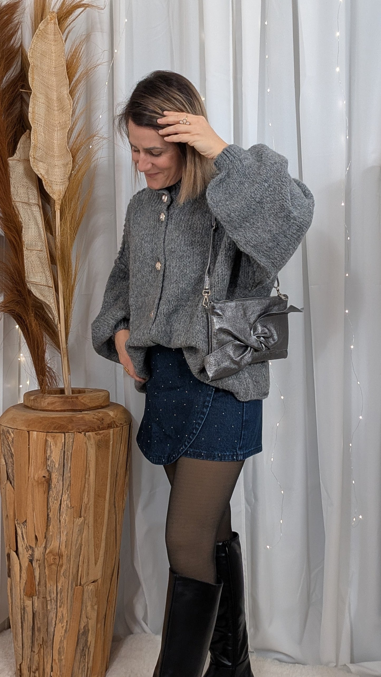 Gilet oversize douillet gris