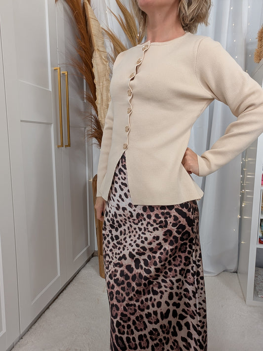 Gilet beige bouton doré - Arianna