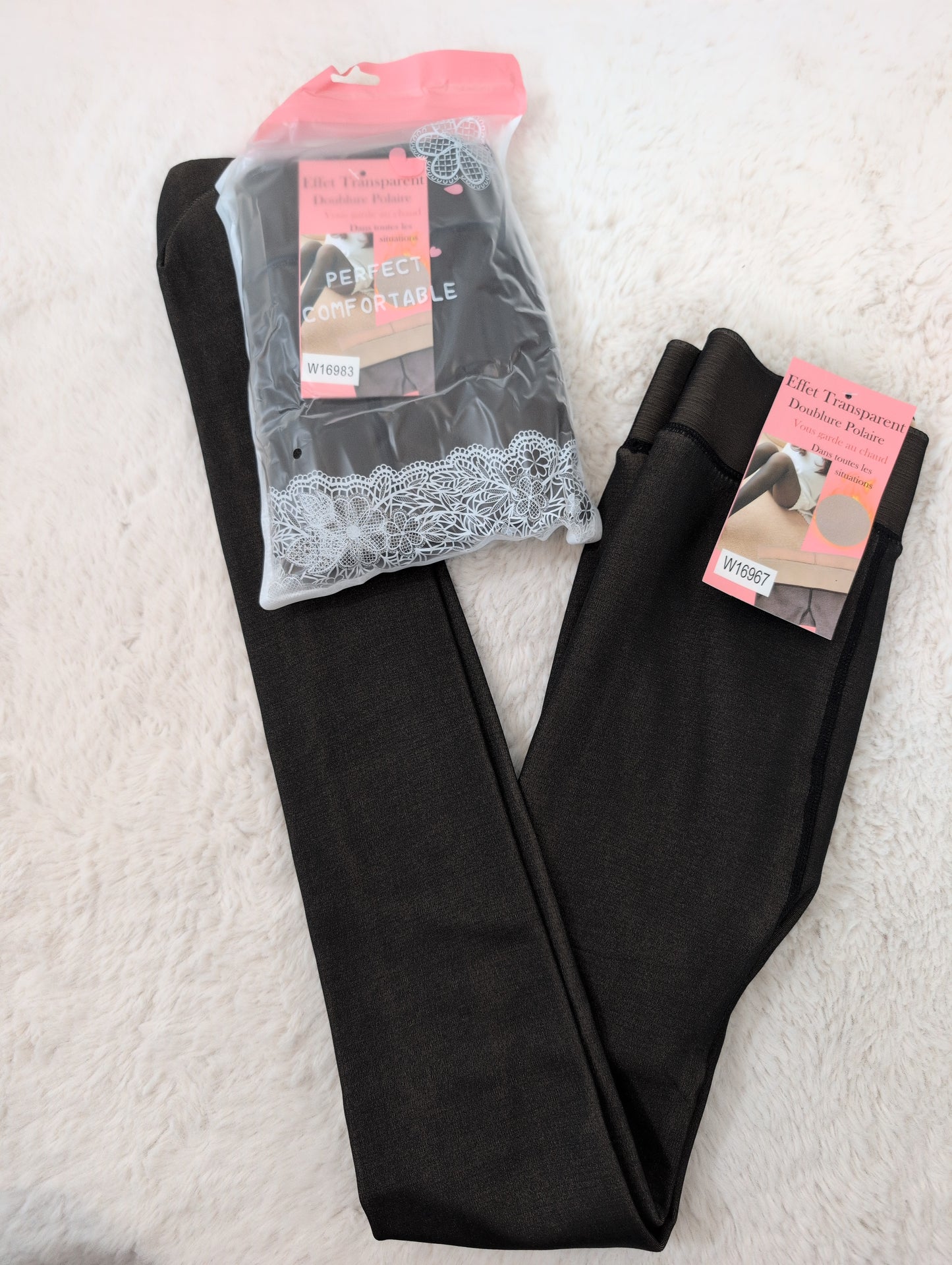 Collant polaire noir effet transparent