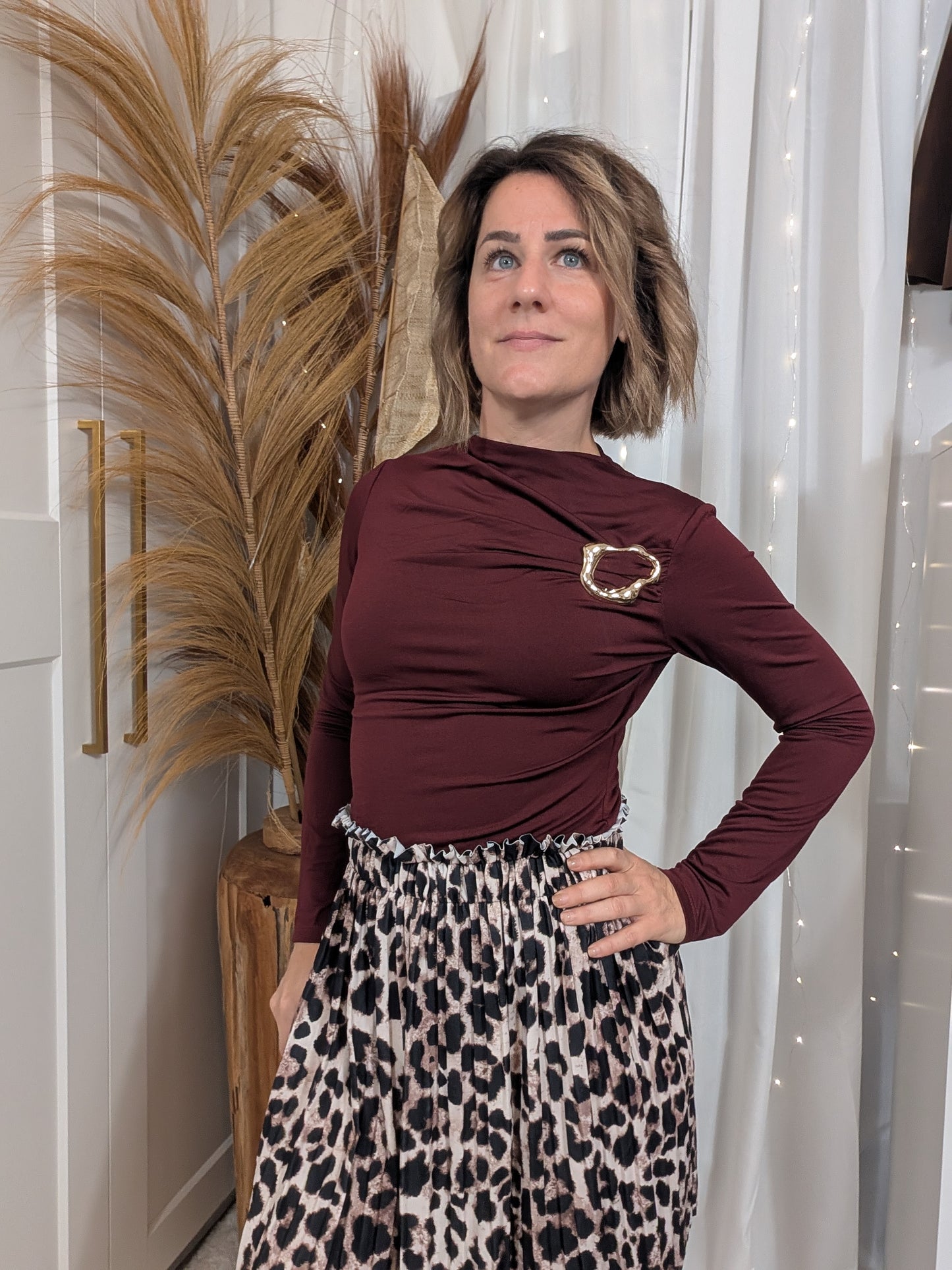 Top uni boucle bordeaux