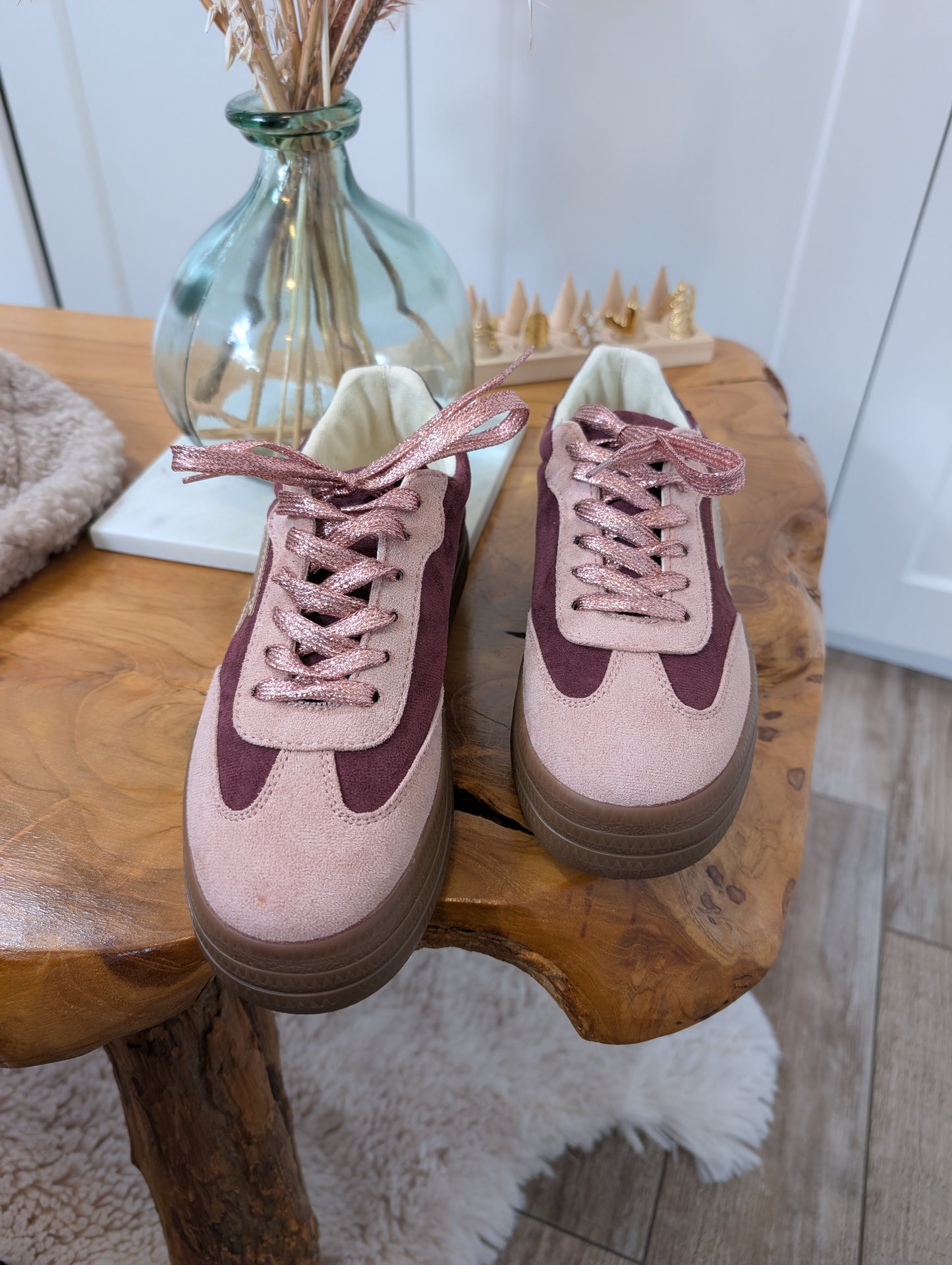 Basket rose/bordeaux