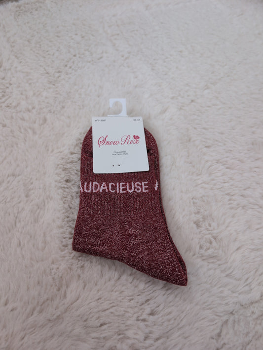 Chaussettes brillantes AUDACIEUSE bordeaux