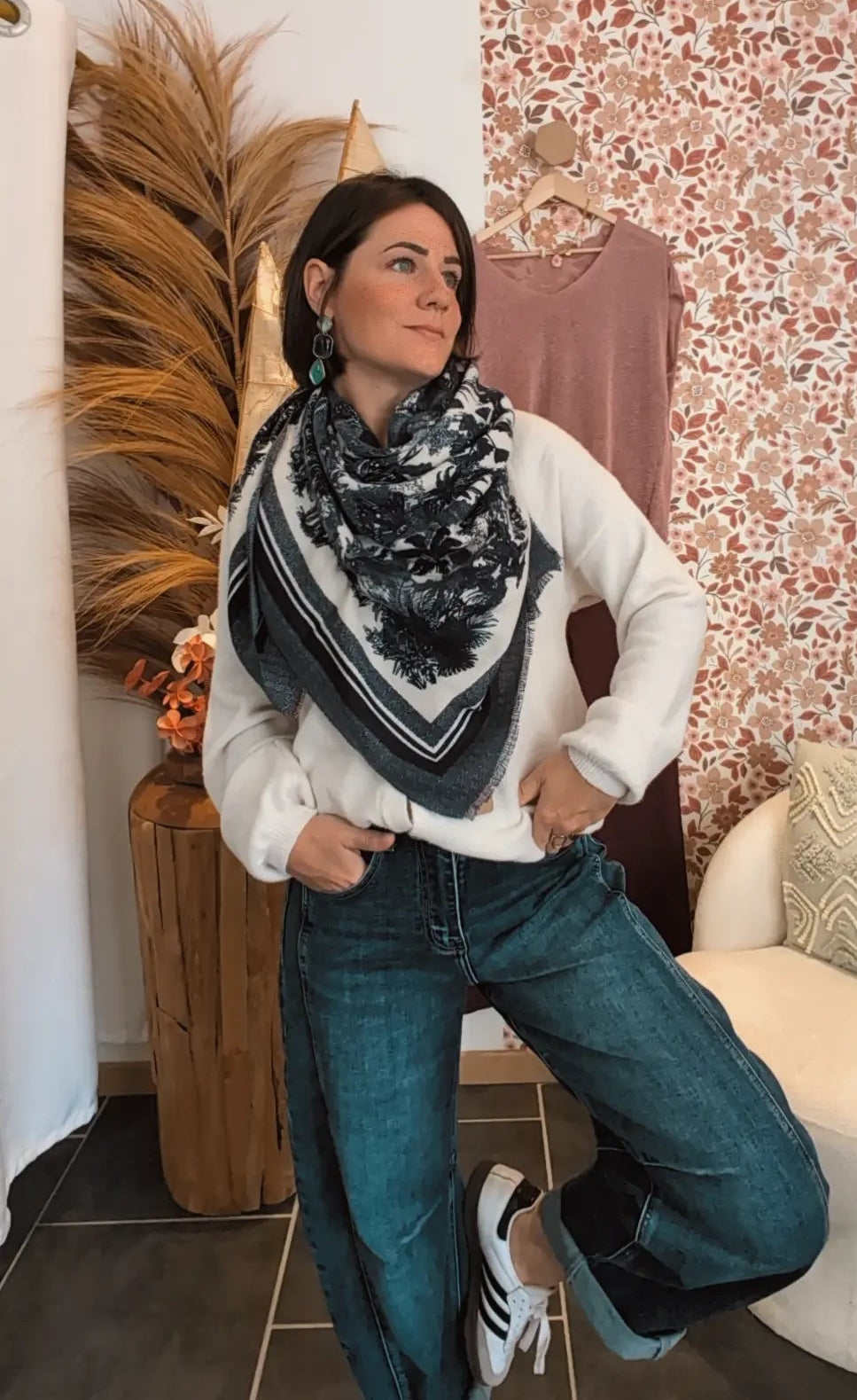 Foulard imprimé marine