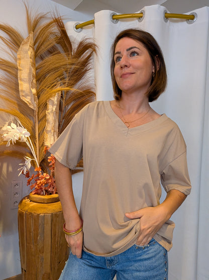 Tee-shirt oversize taupe Charlotte