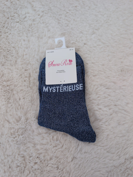 Chaussettes brillantes MYSTERIEUSE bleu roi