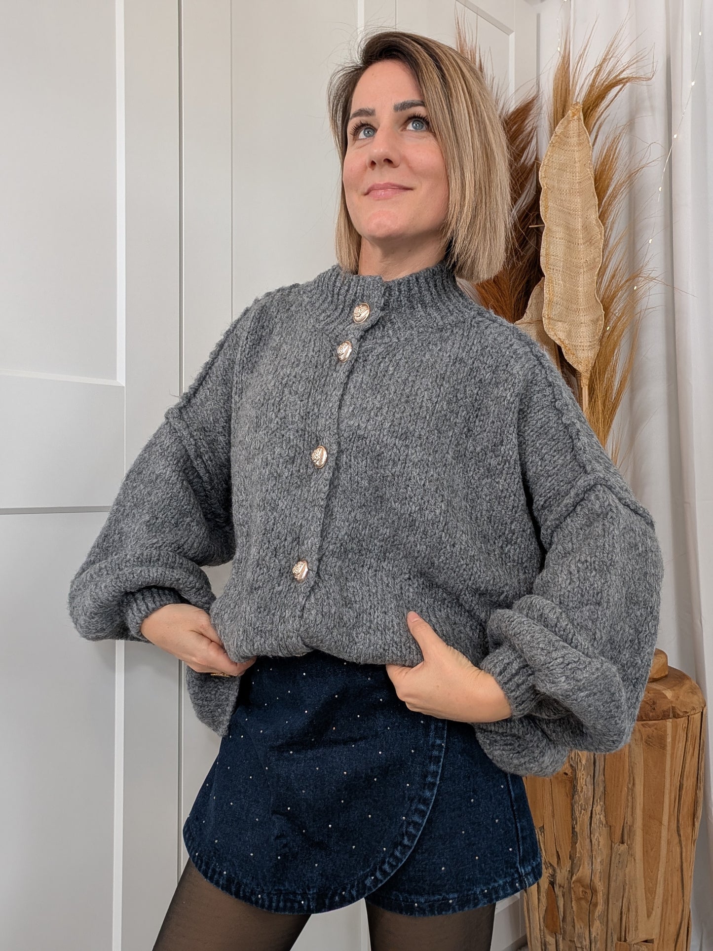 Gilet oversize douillet gris